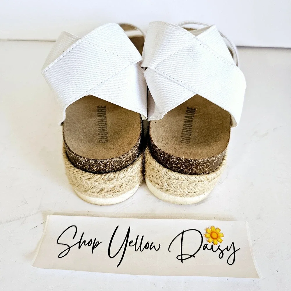 Cushionaire Womens Mandy Cork Espadrille Platform Sandal Stretchy Sz 8 - Sh434.2